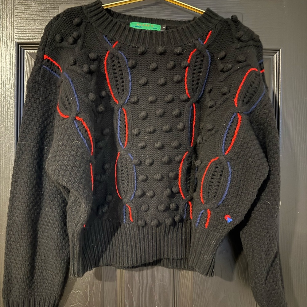 Clare V Black and Red Textured Sweater - Picture 3 of 7